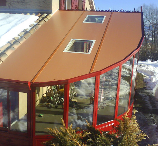 Techni aluminium Véranda demi-lune rouge