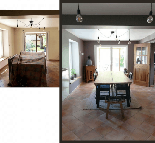 rénovation salle à manger bois et moderne