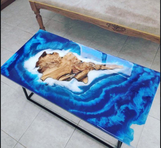 Skaiia Factory table basse verre bleue